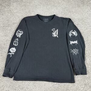 Volcom Shirt Mens Large Black White Long Sleeve Skater Skateboarding Casual